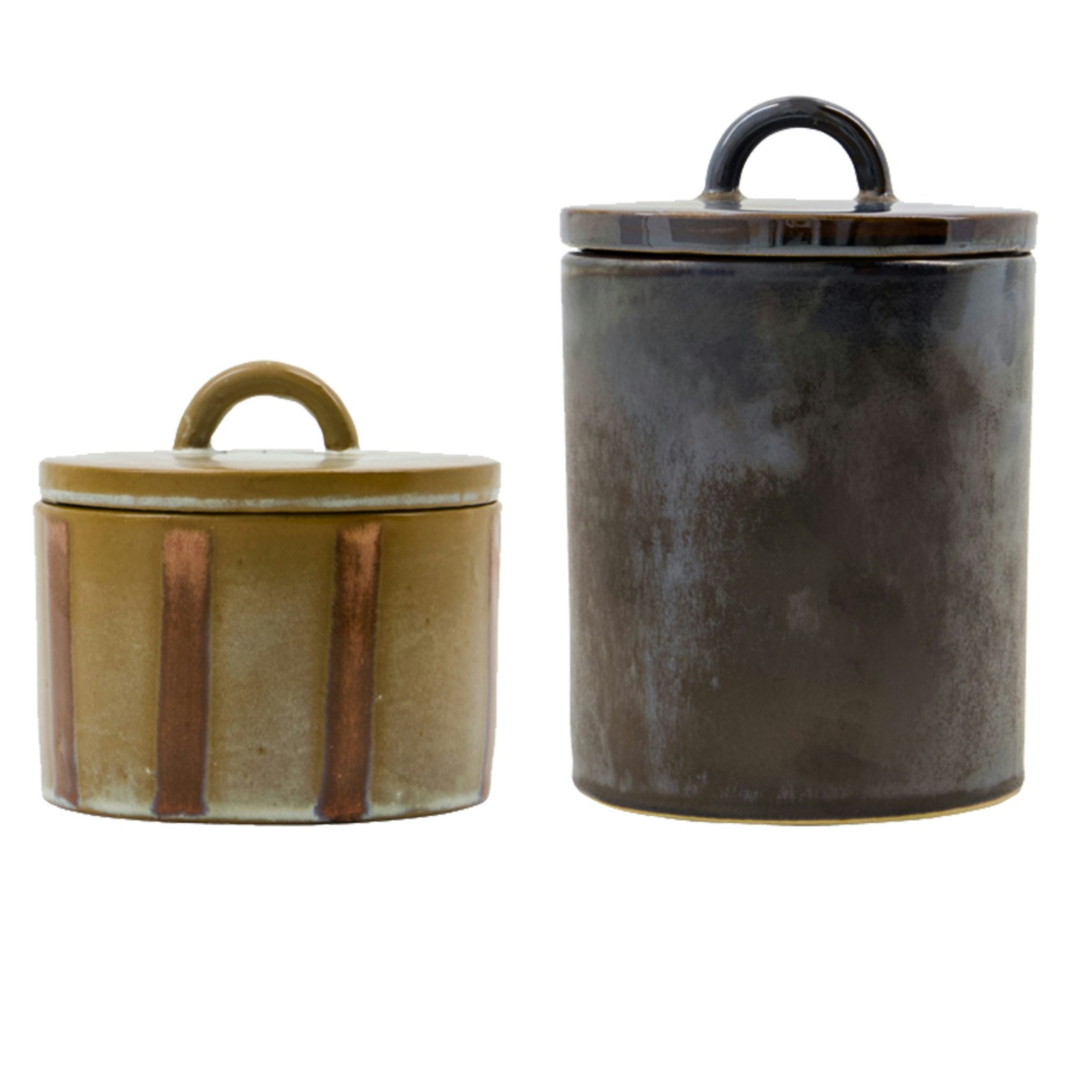 House Doctor Tallic F&ouml;rvaringsburk 2 Delar Sand/svart - Boxar & askar Stengods Brun