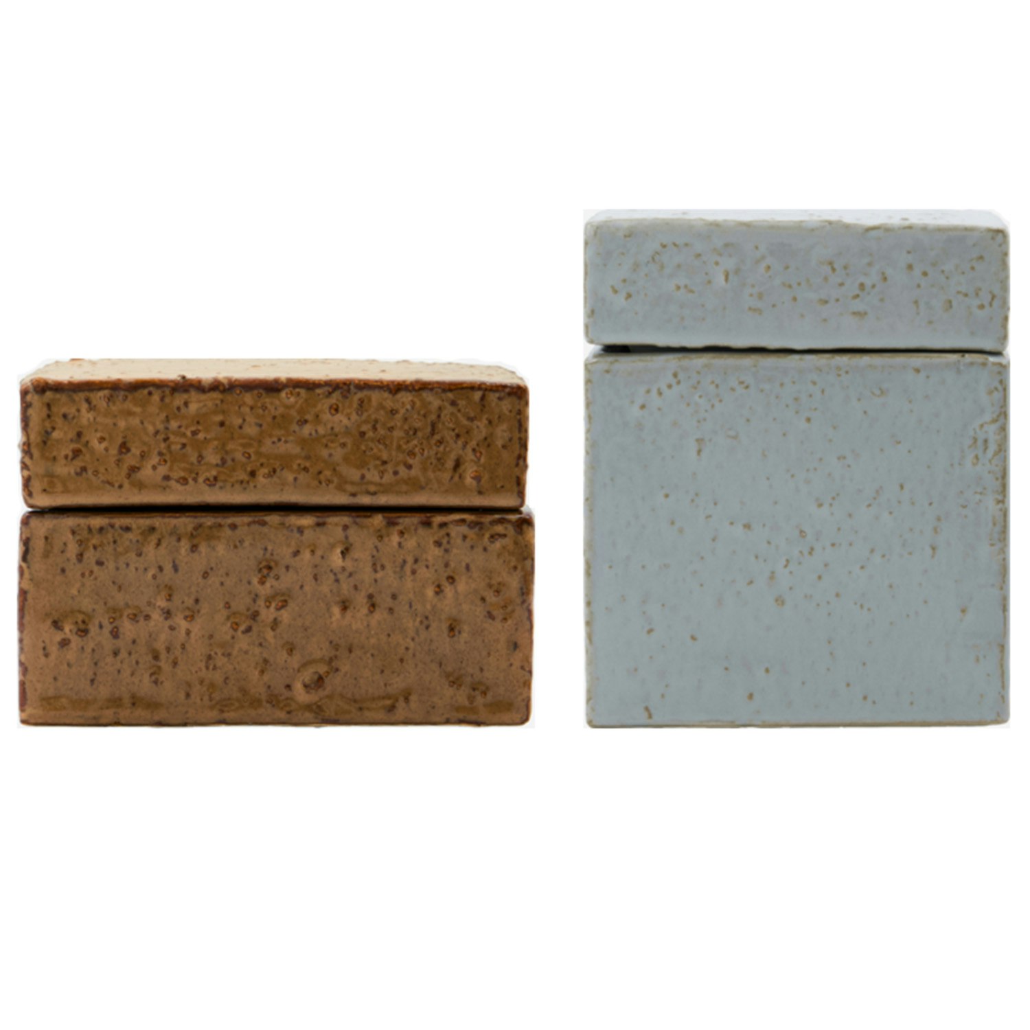 House Doctor Treasure F&ouml;rvaringsburk 2 Delar /ljusbl&aring; - Boxar & askar Stengods Brun