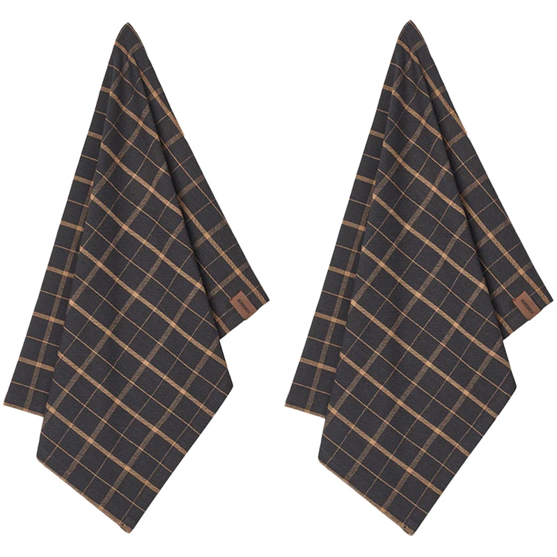 Kökshandduk 2-pack, Brown Plaid