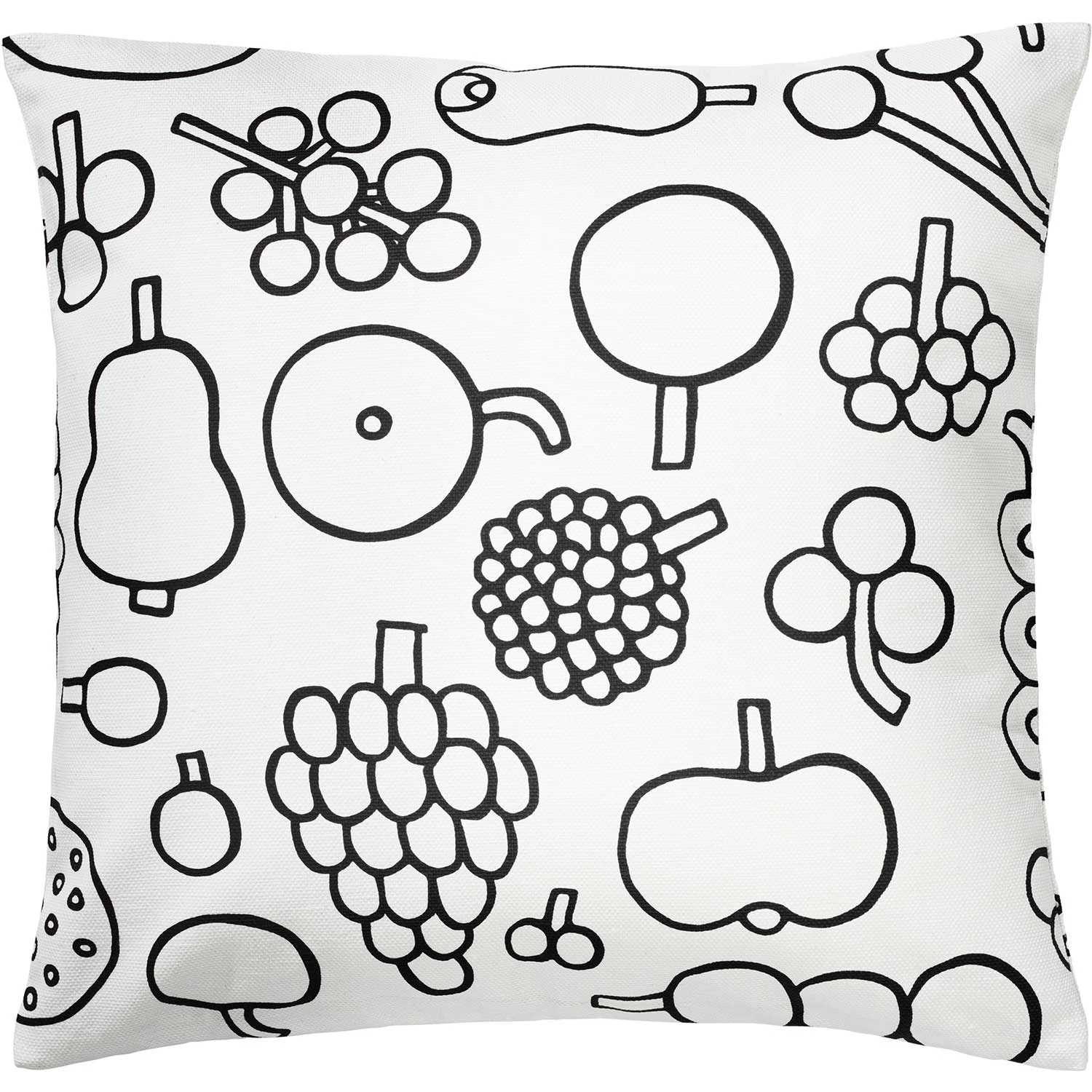 Iittala Oiva Toikka Collection Kuddfodral 47x47 Cm Frutta Svart - Prydnadskuddar & Fodral Bomull Vit