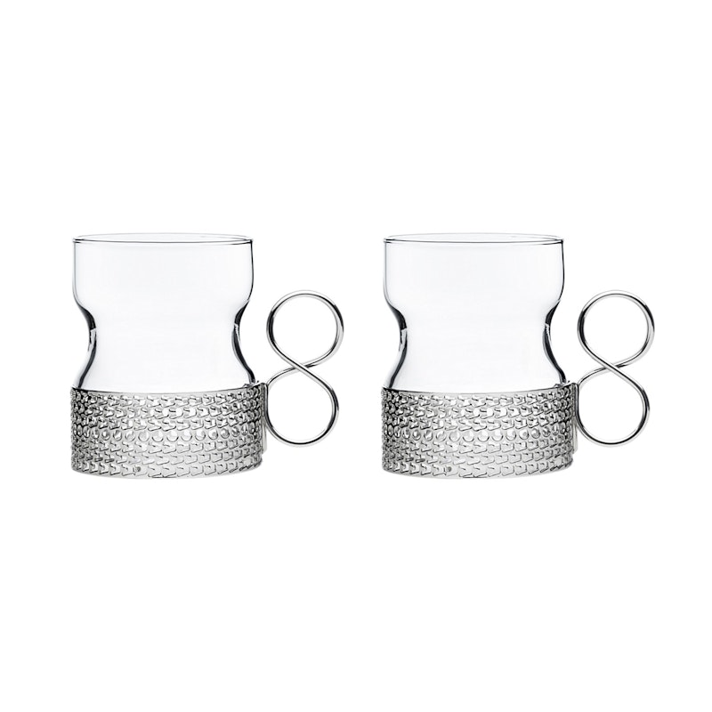 Tsaikka Glas Med Handtag 23 cl 2-pack, Silver