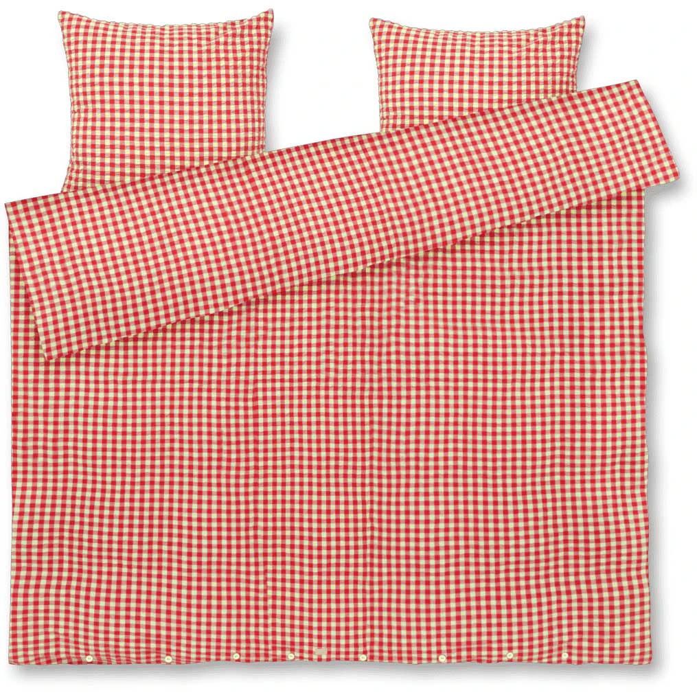 Juna Bæk & Bølge Påslakanset 200x220 + 60x63 Cm / Gul - Bäddset Ekologisk Bomull Röd