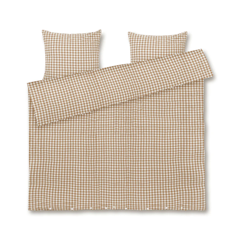 Soft Påslakanset 200x220 cm, karamell / Off-white