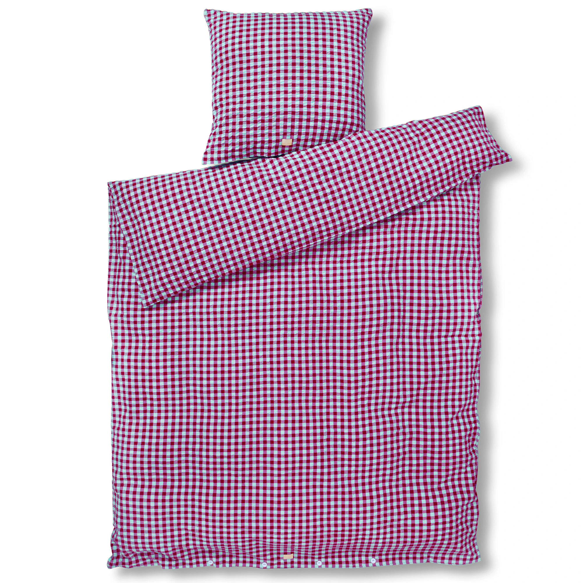 Juna Bæk&Bølge Påslakanset 140x200 + 60x63 Fuchsia / - Påslakan Ekologisk Bomull Mint