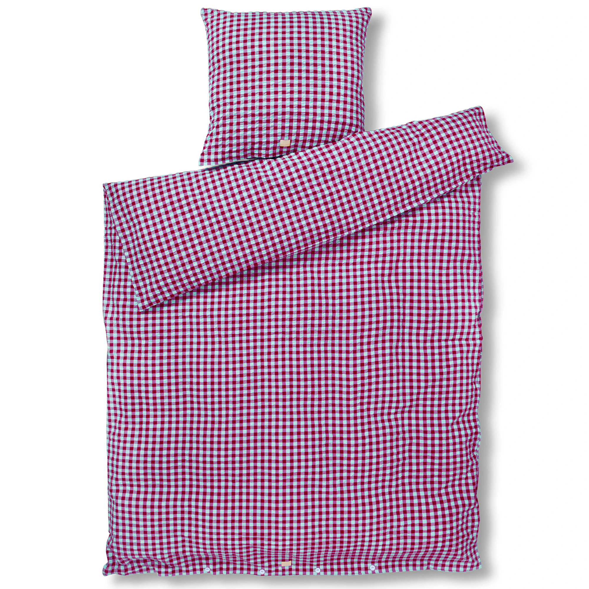 Juna Bæk&Bølge Påslakanset 140x200 + 60x63 Fuchsia / - Påslakan Ekologisk Bomull Mint