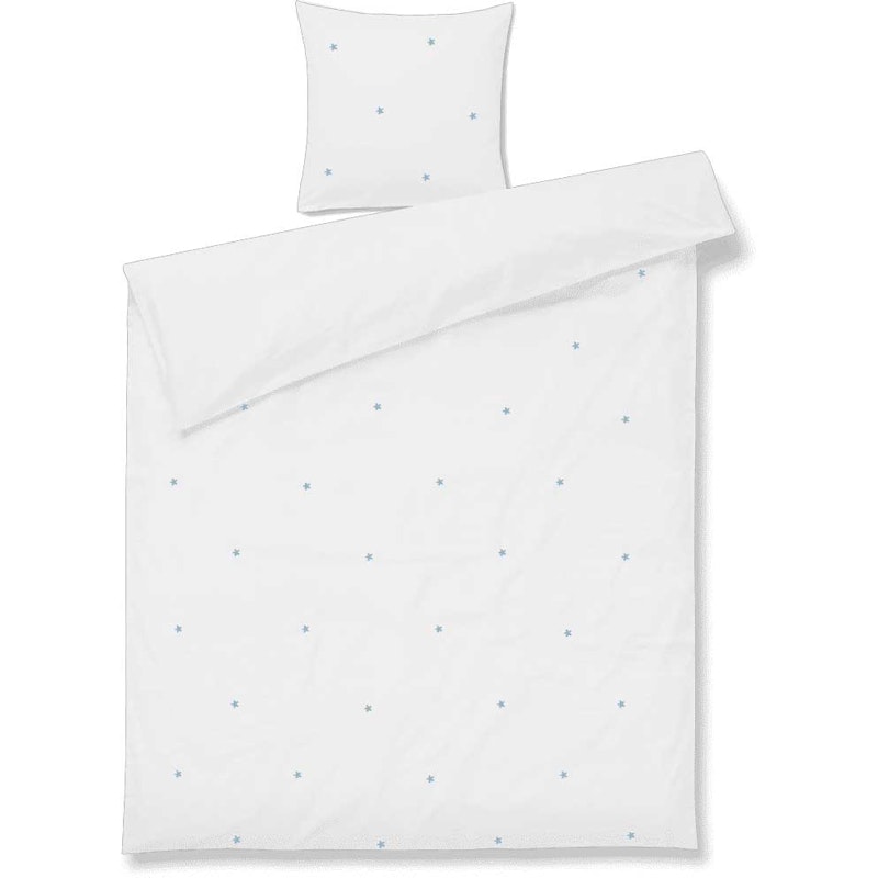 Daisy Bäddset 140x220 + 60x63 cm, Vit / Ljusblå