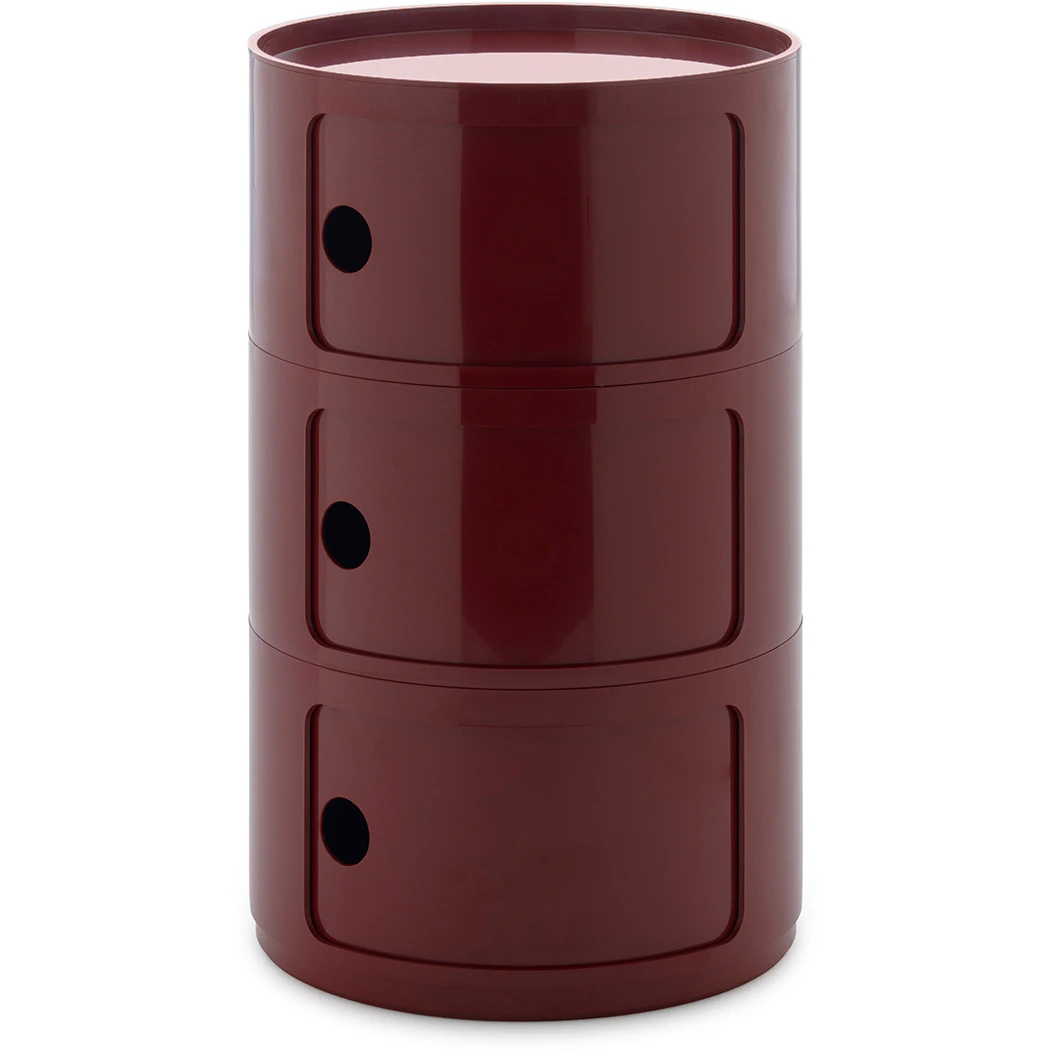 Kartell Componibili New Big F&ouml;rvaring Med 3 Fack - Sidobord & Avlastningsbord Abs-plast Vinr&ouml;d