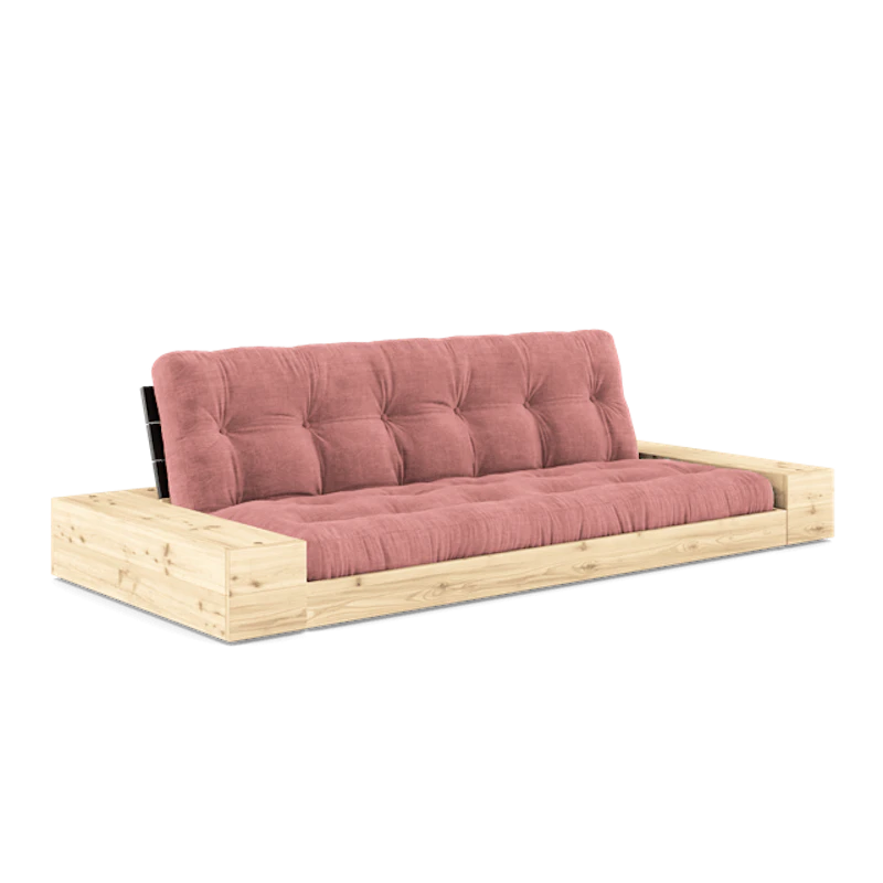 Bas Bäddsoffa Med Sidolåda & 5-Lagers Madrass Svart Natt/Rosa