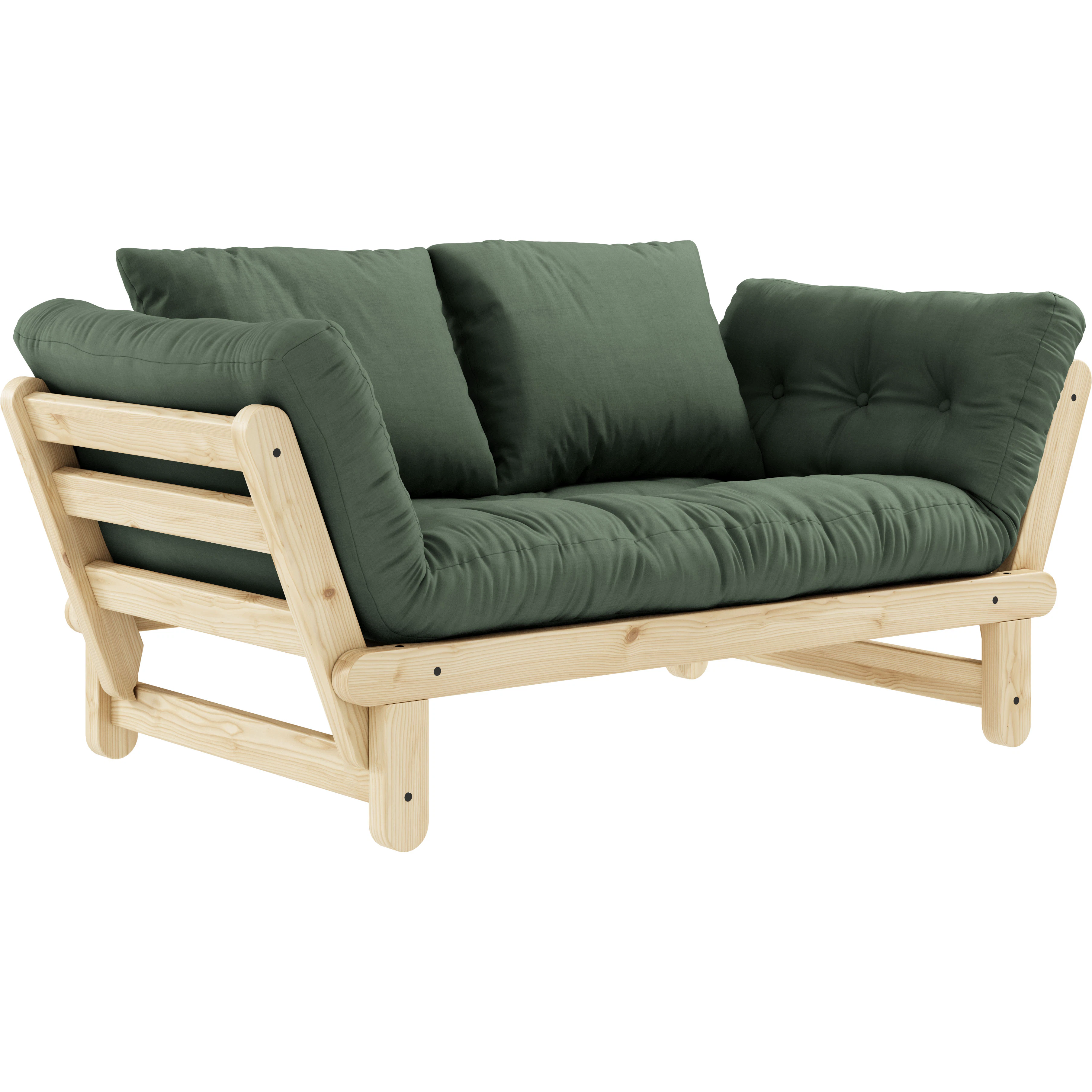 karup beat soffa med madrass lackerad / oliv - 2-sitssoffor furu olive green