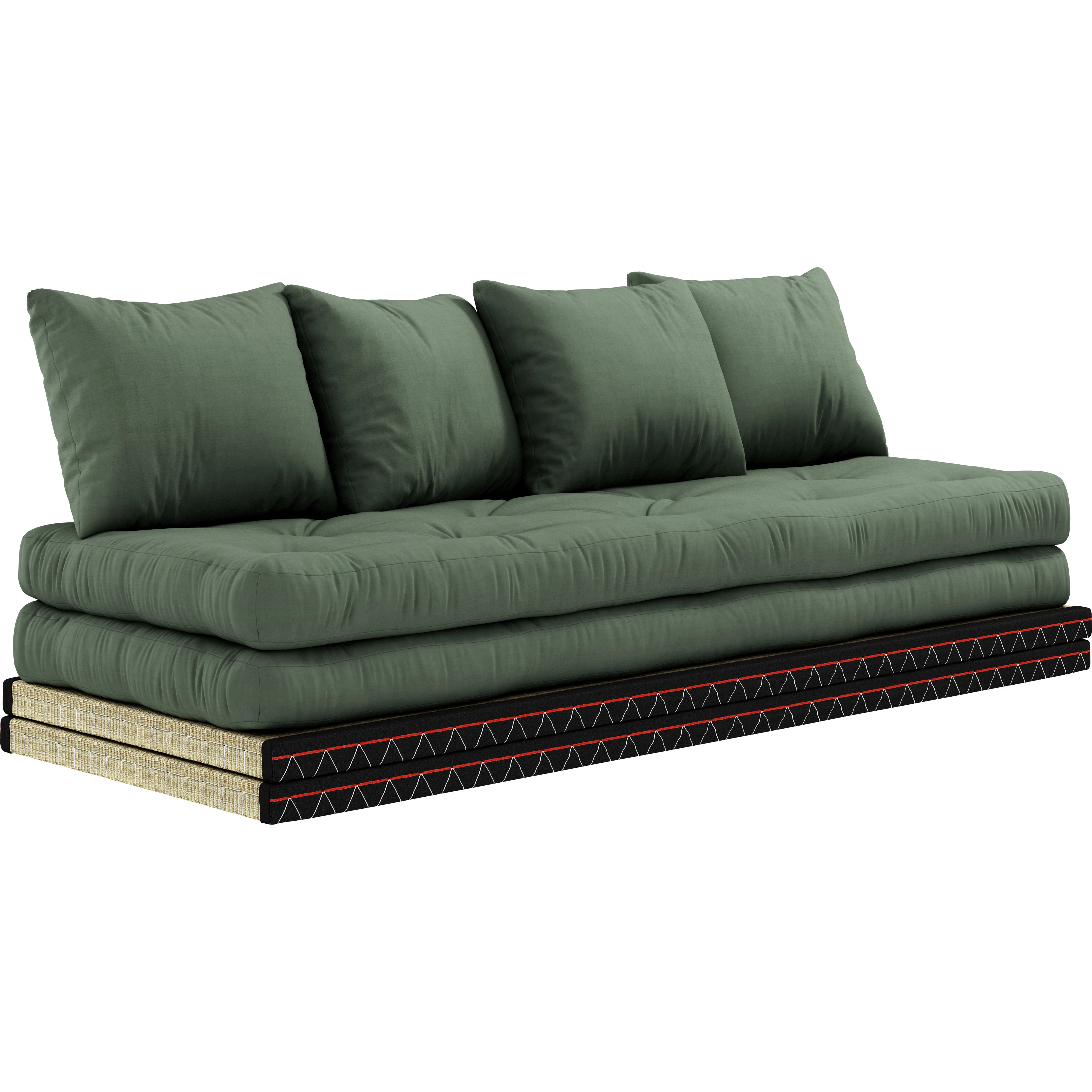karup chico soffa med madrass 80x200 cm olivgrön - modulsoffor bomull olive green
