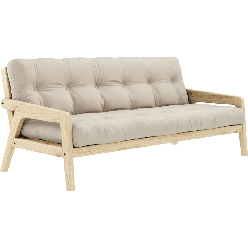 Grab Bäddsoffa Med Madrass, Klarlackad / Beige