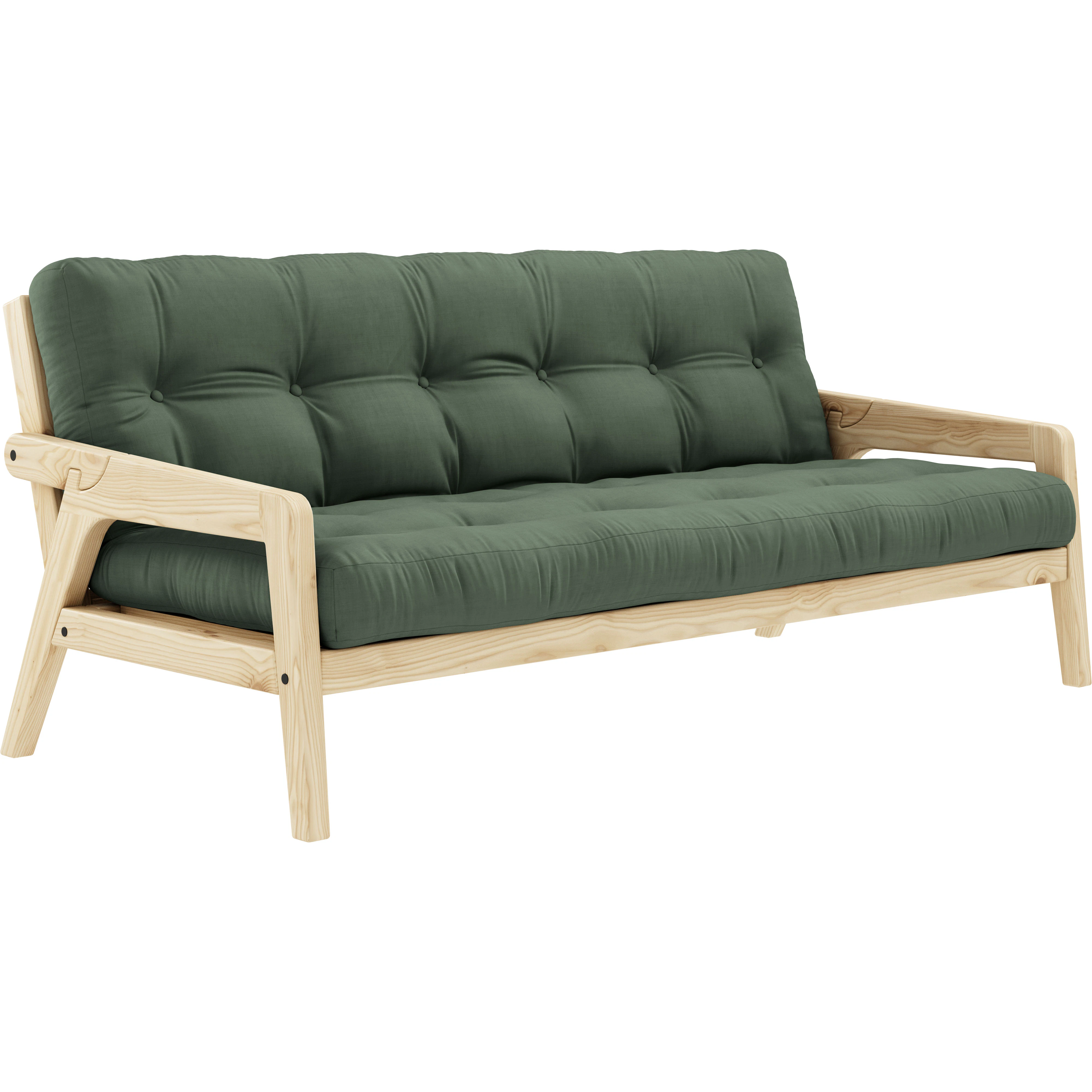 Karup Grab B&auml;ddsoffa Med Madrass Klarlackad / - Modulsoffor Furu Olive Green