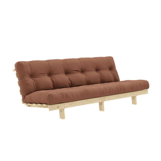 Karup Lean B&auml;ddsoffa Med Alpha Madrass 130x200 Lerbrun/raw - Modulsoffor Bomull Pine