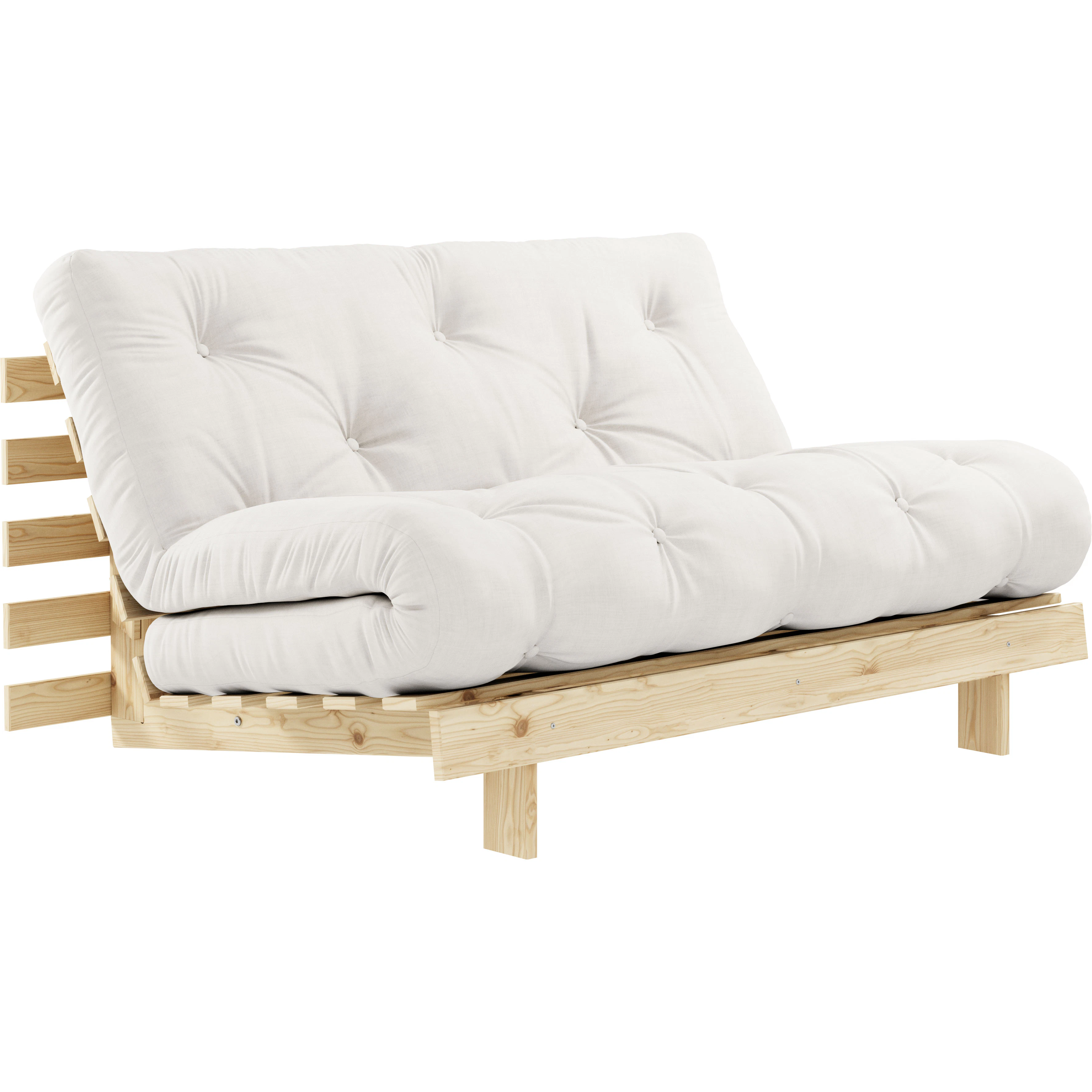 karup roots 140 bäddsoffa med madrass raw / natur - modulsoffor furu natural