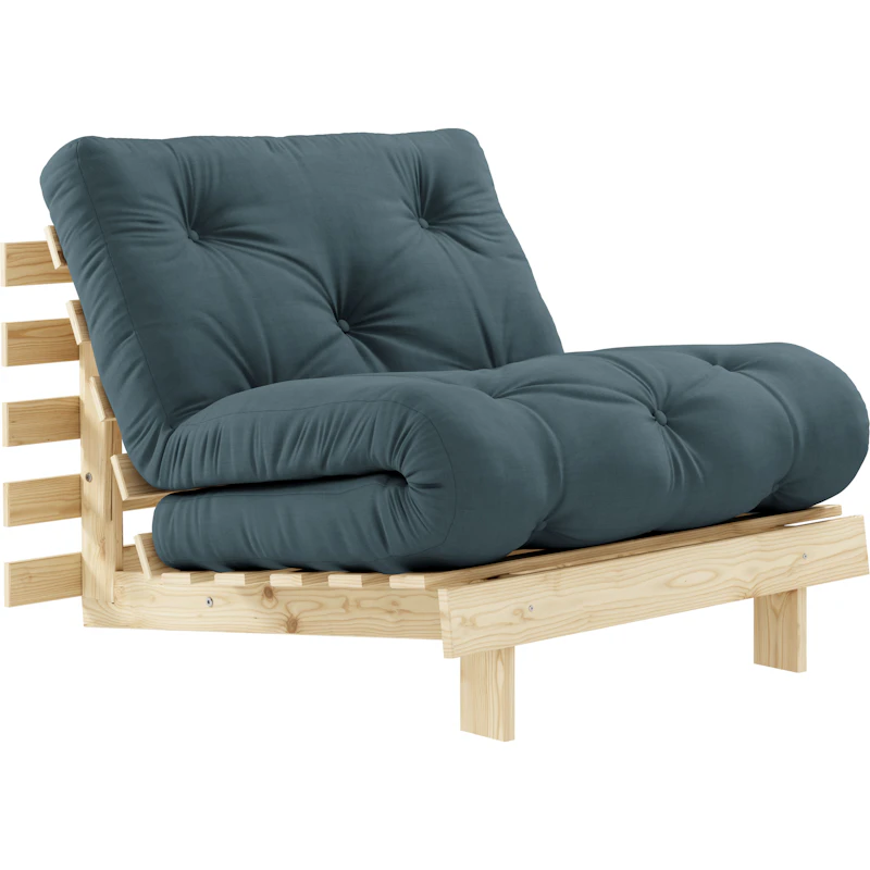 Roots 90 Loungefåtölj, Furu / Petrolblå