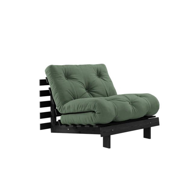 Karup Roots B&auml;ddsoffa Med Madrass 90x200 Natt/olivgr&ouml;n - Modulsoffor Bomull Svart