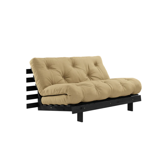 Karup Roots B&auml;ddsoffa Med Roots Madrass 140x200 Beige/lackerad - Modulsoffor Bomull Svart