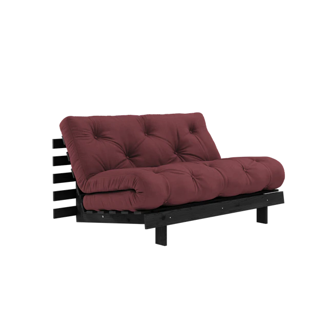 Karup Roots B&auml;ddsoffa Med Roots Madrass 140x200 Bordeaux/lackerad - Modulsoffor Bomull Svart