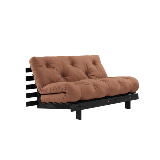 Karup Roots B&auml;ddsoffa Med Roots Madrass 140x200 Lerbrun/lackerad - Modulsoffor Bomull Svart