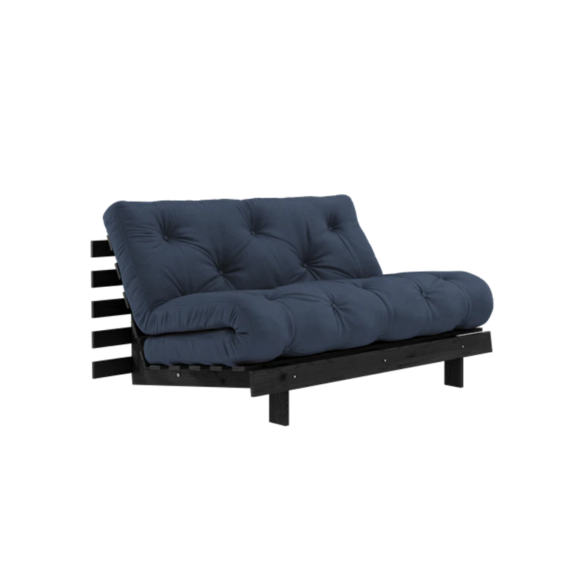 Roots Bäddsoffa Med Roots Madrass 140x200 Marinblå/Svart Lackerad