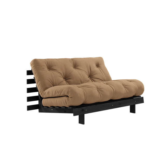 Karup Roots B&auml;ddsoffa Med Roots Madrass 140x200 Mocca/lackerad - Modulsoffor Bomull Svart