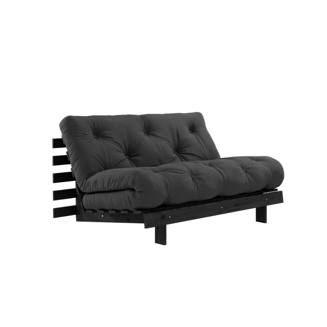 Karup Roots B&auml;ddsoffa Med Roots Madrass 140x200 M&ouml;rkgr&aring;/ Lackerad - Modulsoffor Bomull Svart