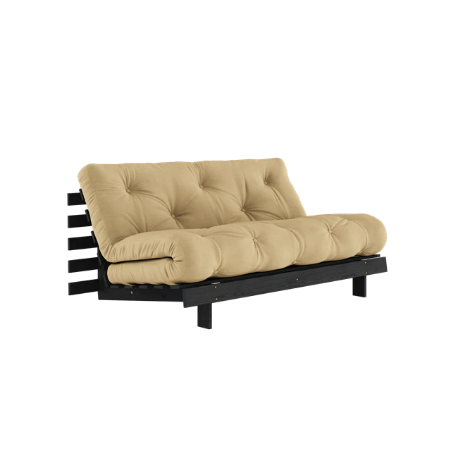 Karup Roots B&auml;ddsoffa Med Roots Madrass 160x200 Beige/lackerad - Modulsoffor Bomull Svart