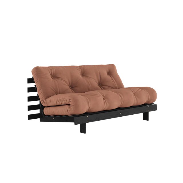 Karup Roots B&auml;ddsoffa Med Roots Madrass 160x200 Lerbrun/lackerad - Modulsoffor Bomull Svart