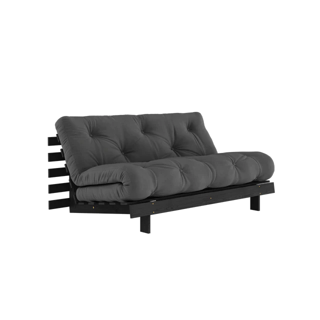 Karup Roots B&auml;ddsoffa Med Roots Madrass 160x200 M&ouml;rkgr&aring;/ Lackerad - Modulsoffor Bomull Svart