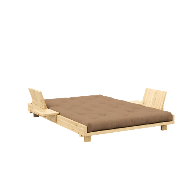 Karup Social B&auml;ddsoffa Med 2 Ryggst&ouml;d Sidobord Och Madrass 140x200 Mocca/raw - Modulsoffor Bomull Pine
