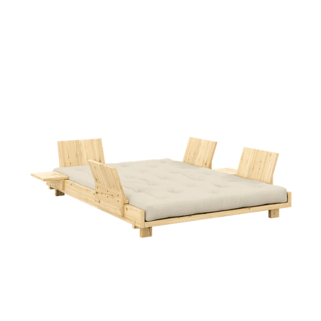 Karup Social B&auml;ddsoffa Med 4 Ryggst&ouml;d Sidobord Och Madrass 140x200 /raw - Modulsoffor Bomull Beige