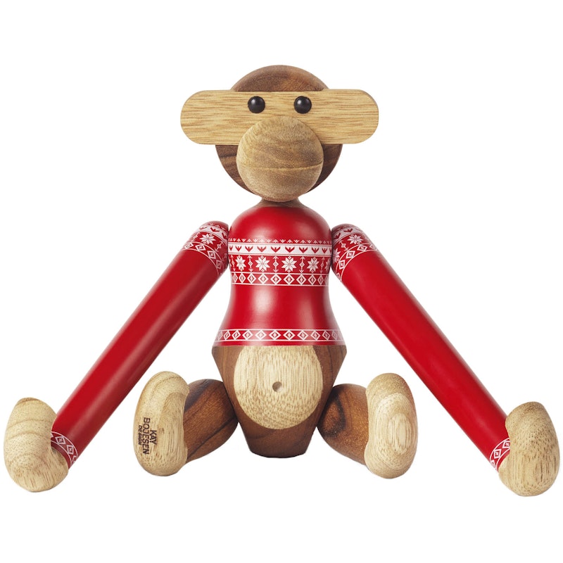 Apa Christmas Jumper 2024 liten teak/limba Träfigur Small 18,5 cm