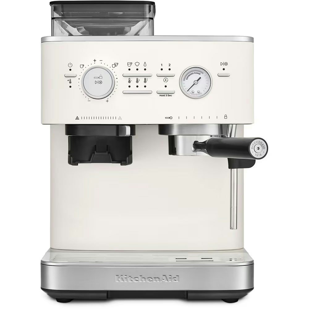 kitchenaid 5kes6551epl halvautomatisk espressomaskin med kaffekvarn - plast porcelain white