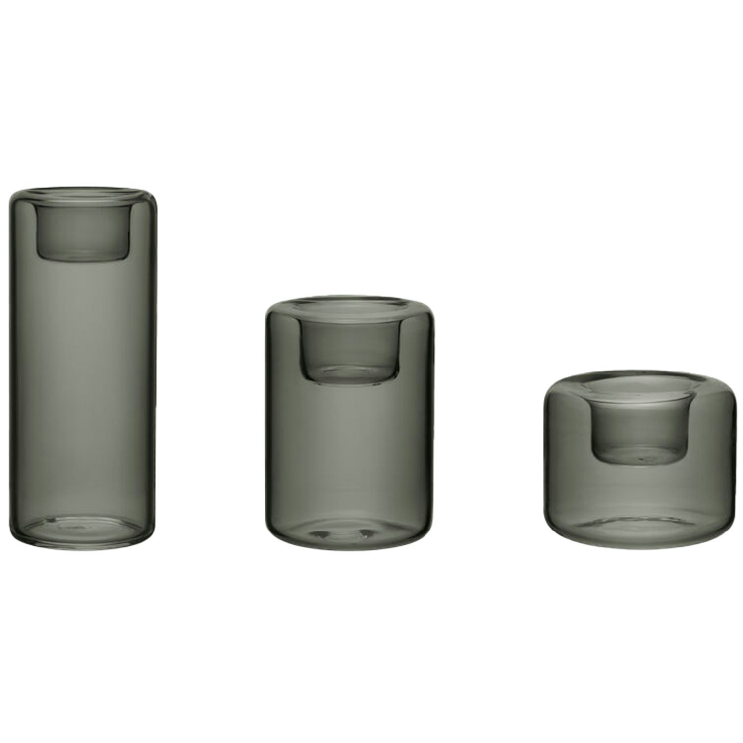 Kosta Boda Happy Ljuslykta 3 Delar - Ljusstakar Glas Antracit