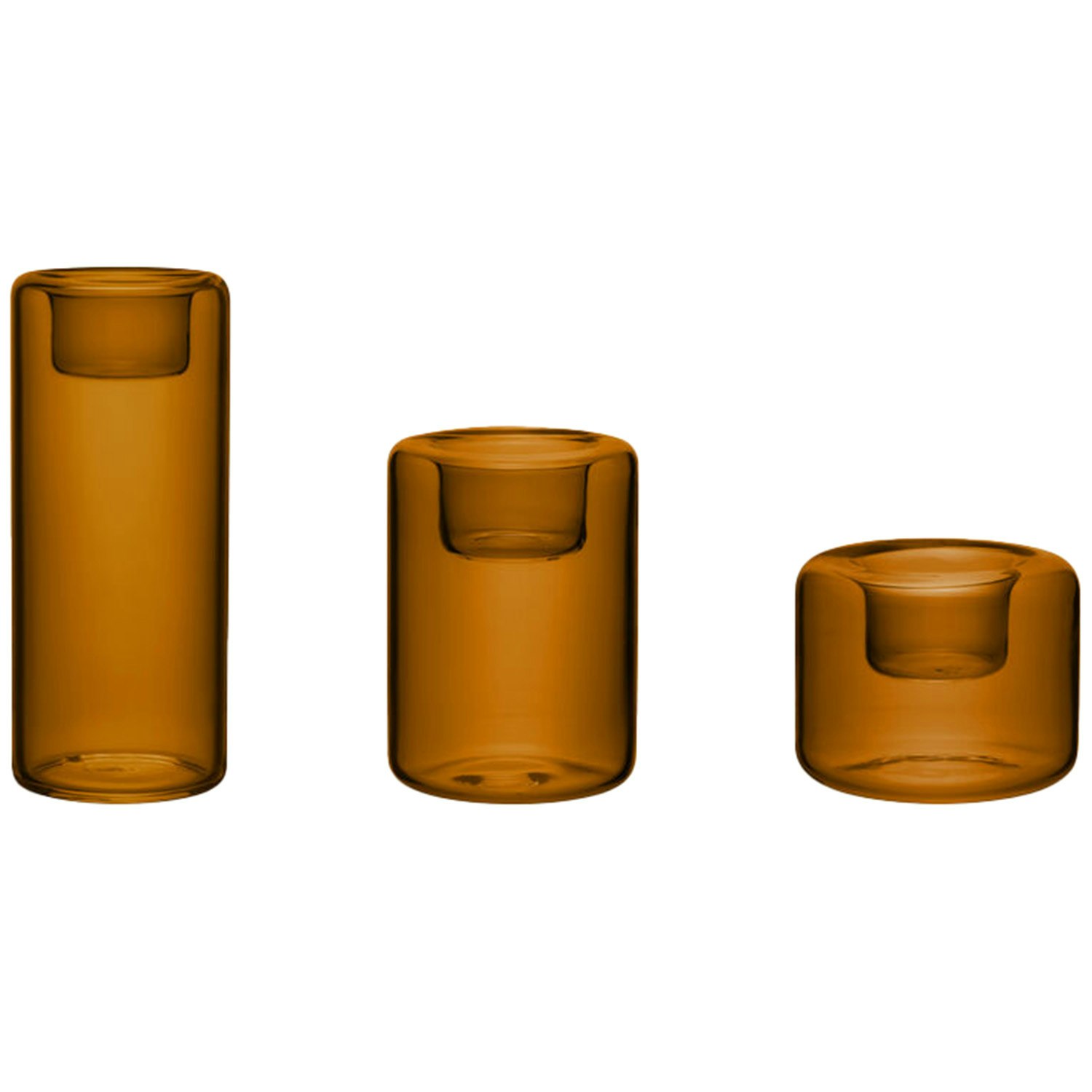 Kosta Boda Happy Ljuslykta 3 Delar Amber - Ljusstakar Glas B&auml;rnsten