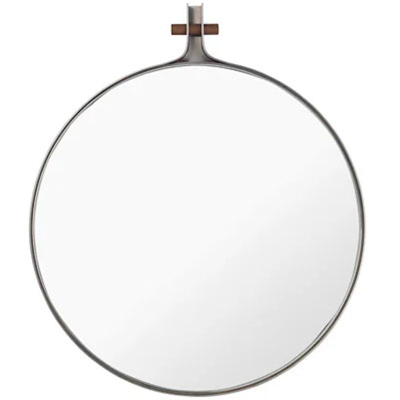 Dowel Spegel Round Stål / Valnöt, 35 cm