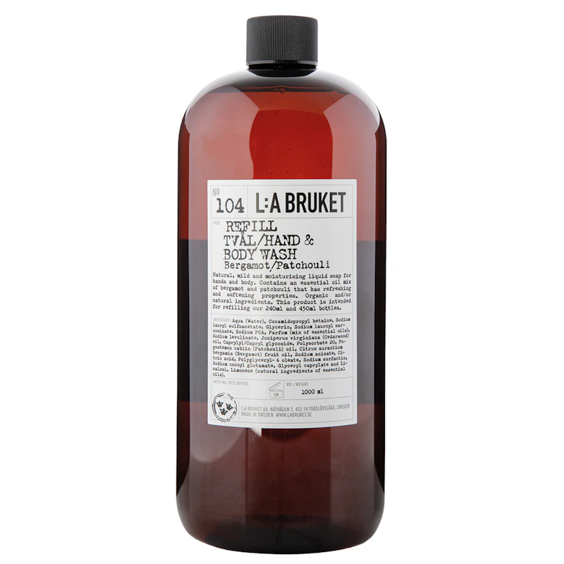 104 Bergamot/Patchouli Hand & Body Flytande Tvål 1000 ml, Refill
