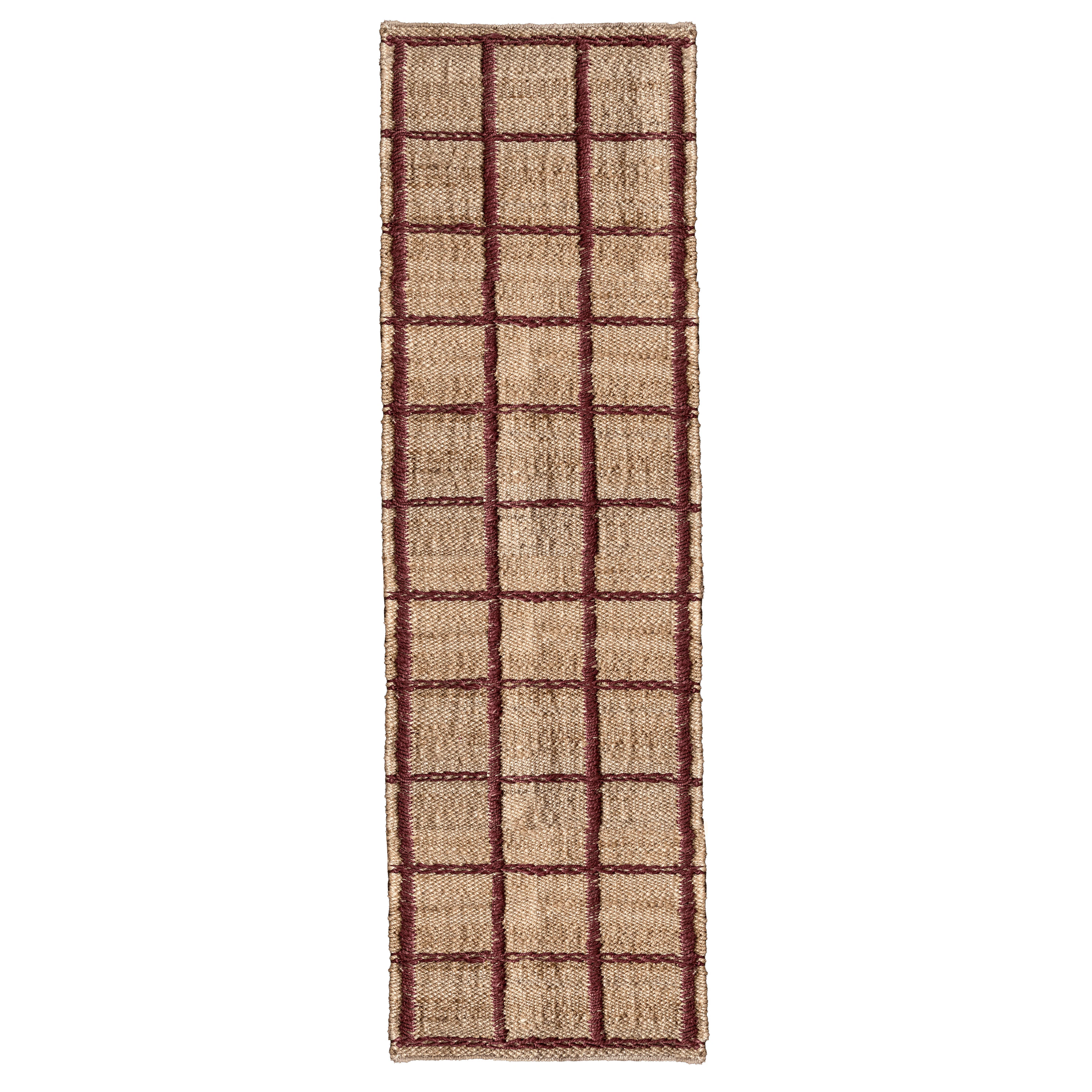 Layered Strata matta 75x240 Cm - Mönstrade mattor Jute Vinröd