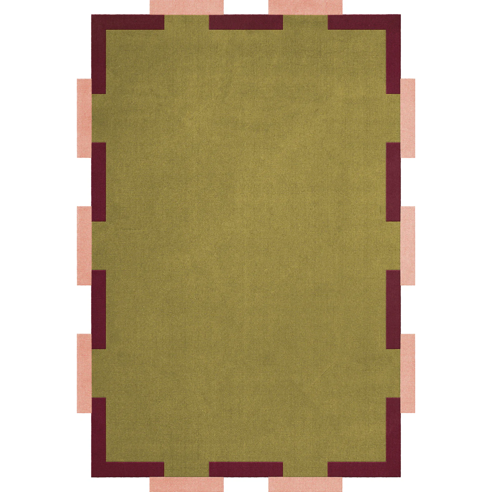Layered Teklan Fregio matta 300x400 Cm Olive / Blush - Mönstrade mattor Ull Olivgrön