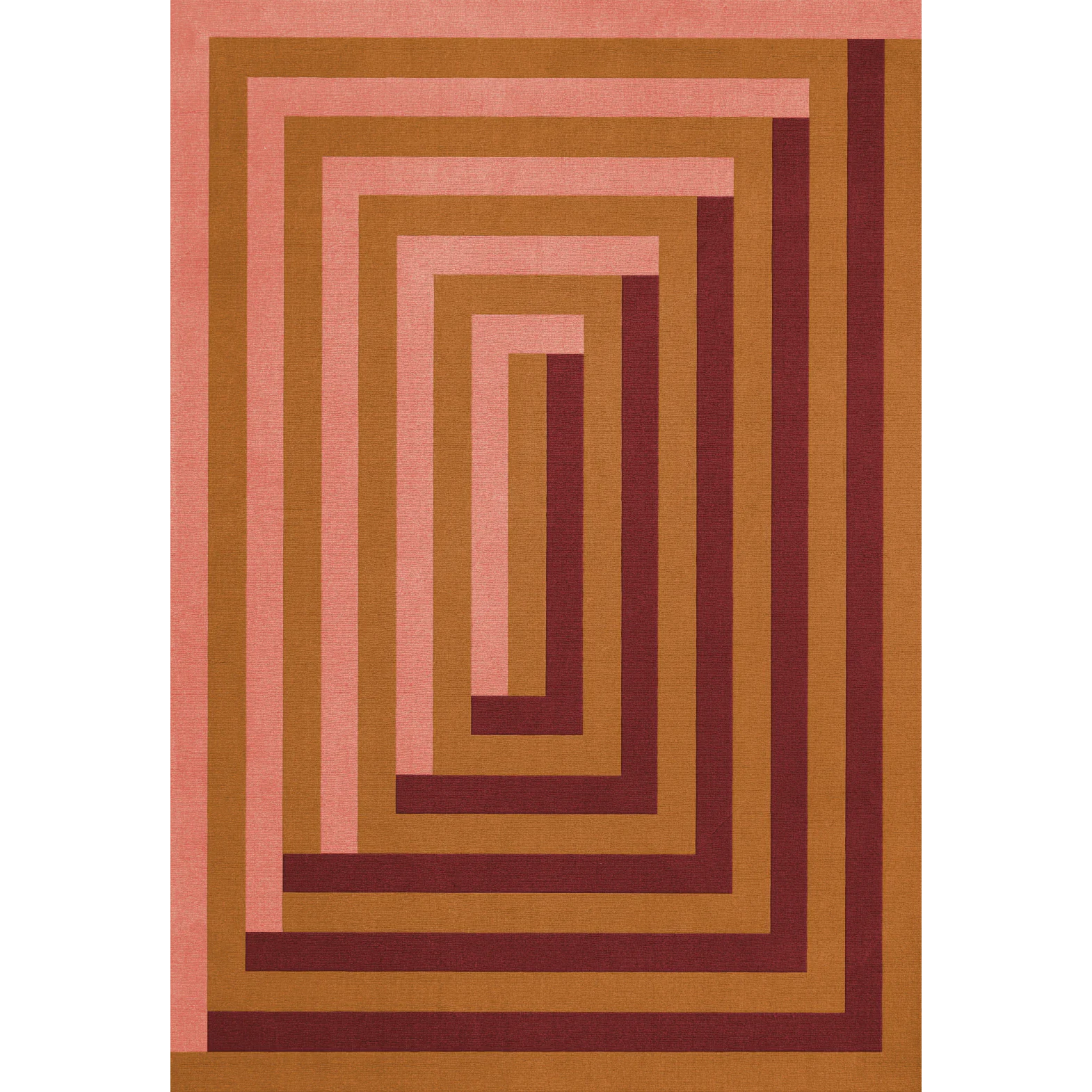 Layered Teklan Labyrinth matta 250x350 Cm Korall / - Mönstrade mattor Ull Rosa
