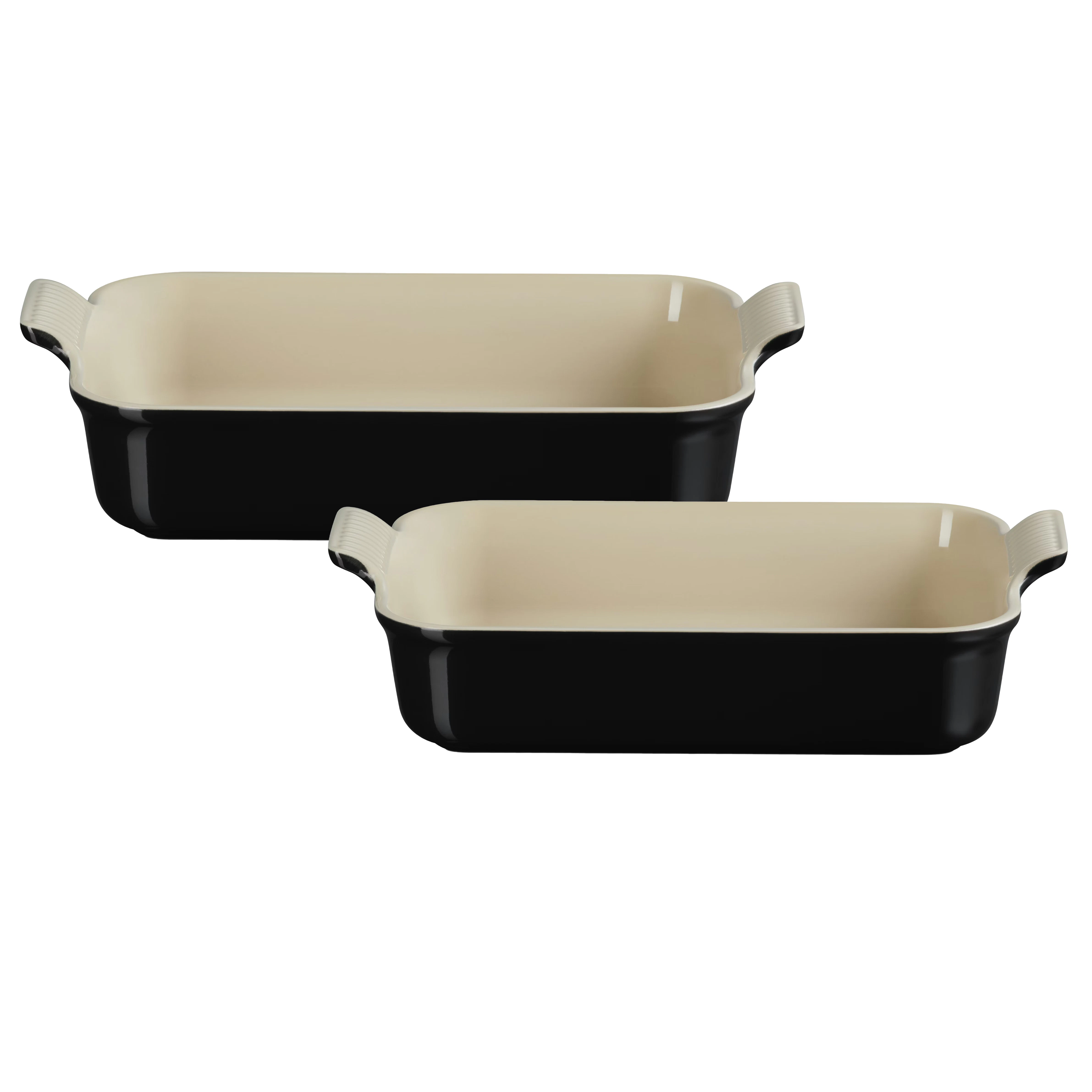 le creuset heritage 26 + 32 cm black - stengods svart