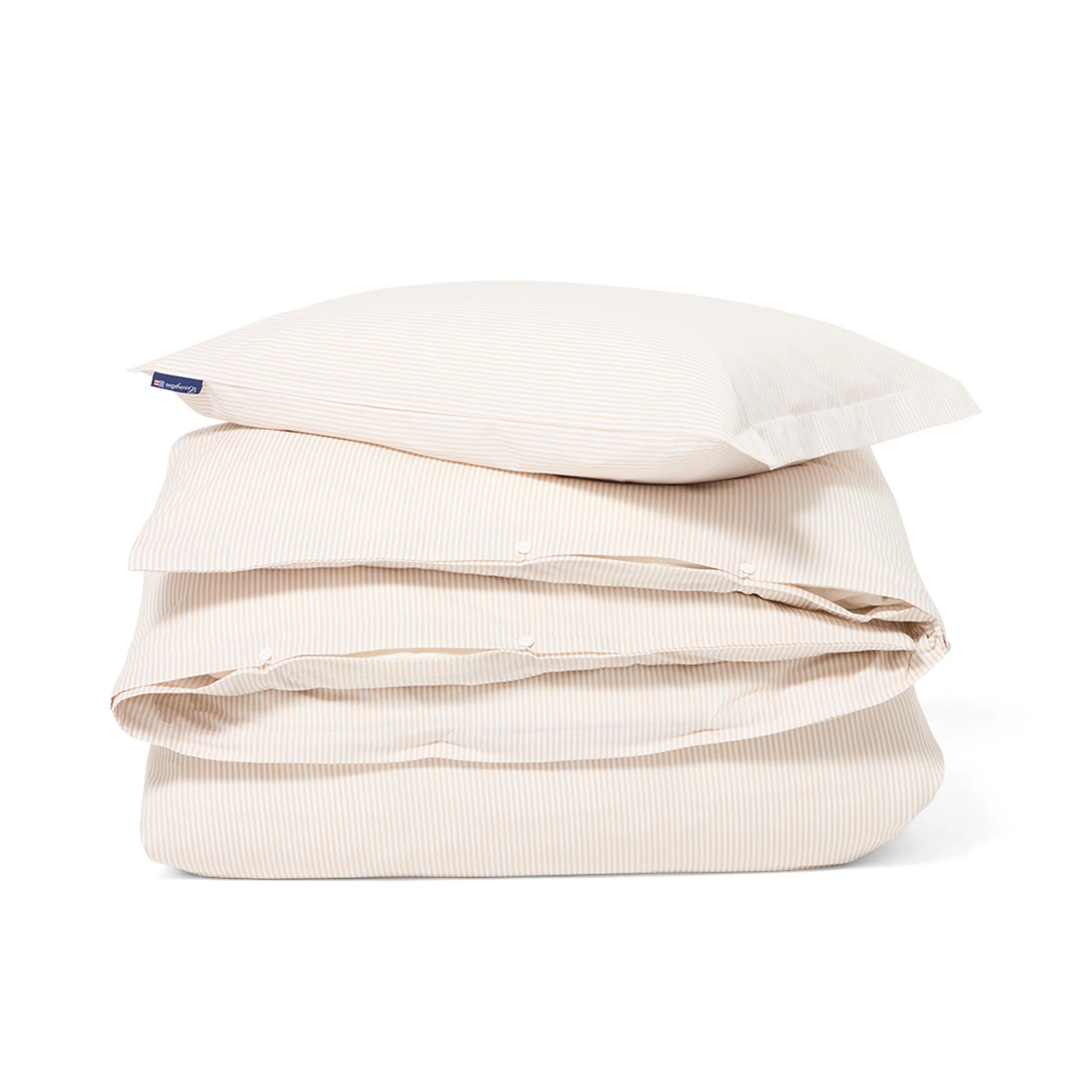 Lexington Påslakan Randig 220x220 Cm Beige / - Påslakan Bomull Vit
