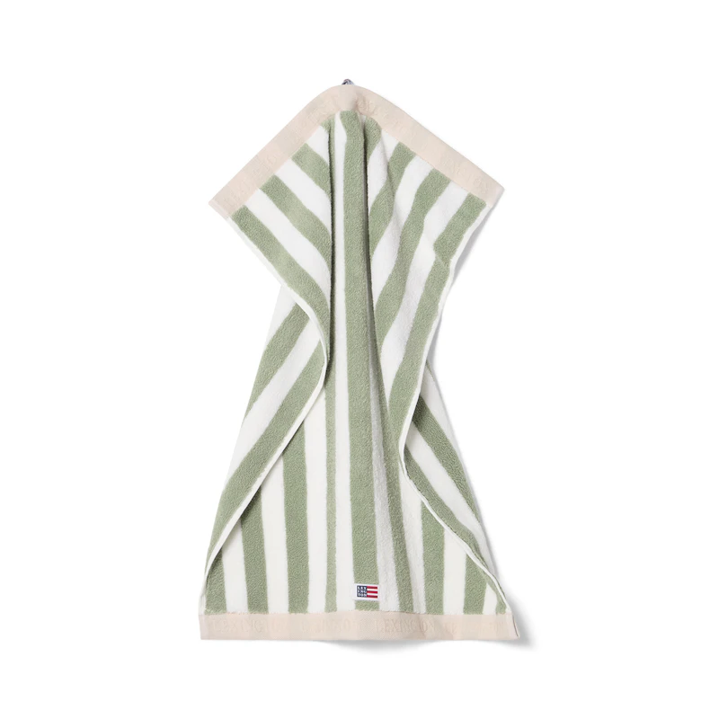 Handduk 30x50 cm, Grön / Vit / Moonbeam