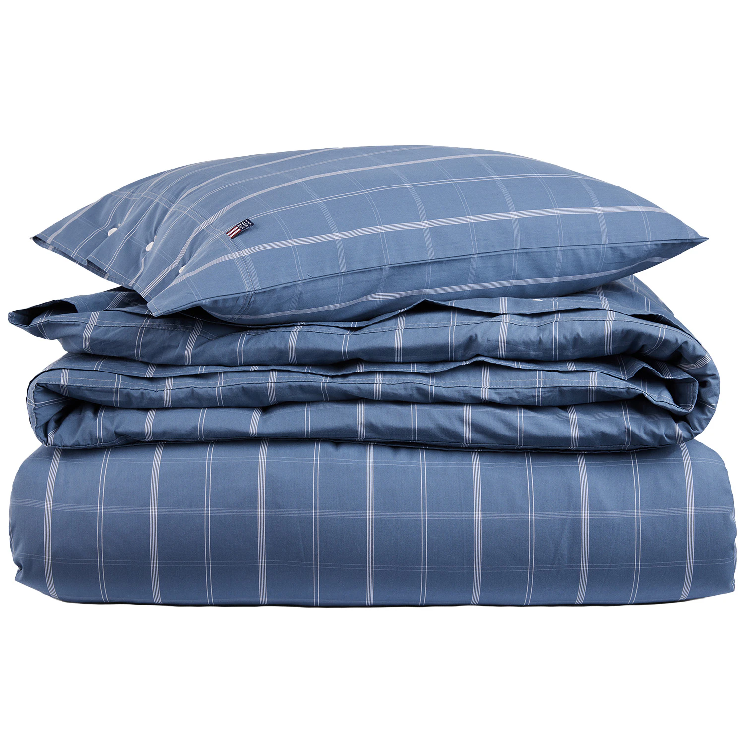 Lexington Checked Bäddset 220x220 + 50x60x2 Blå - Bäddset Bomullspoplin Misty blue