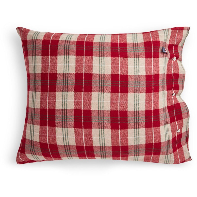 Checked Cotton Flannel Pillowcase Örngott Vit / Grön / Beige / Röd, 50x60 cm