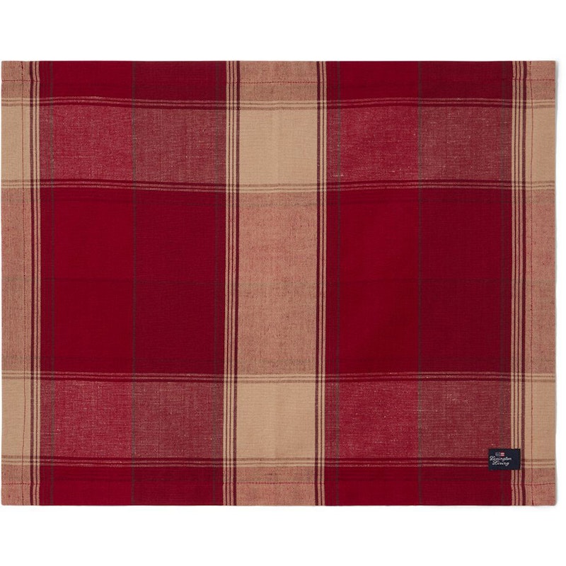 Checked Linen/Cotton Bordstablett 40x50 cm, Beige / Röd