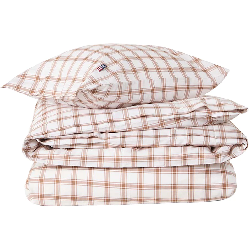 Checked Bäddset 150x210 + 50x60 cm, Vit / Fudge