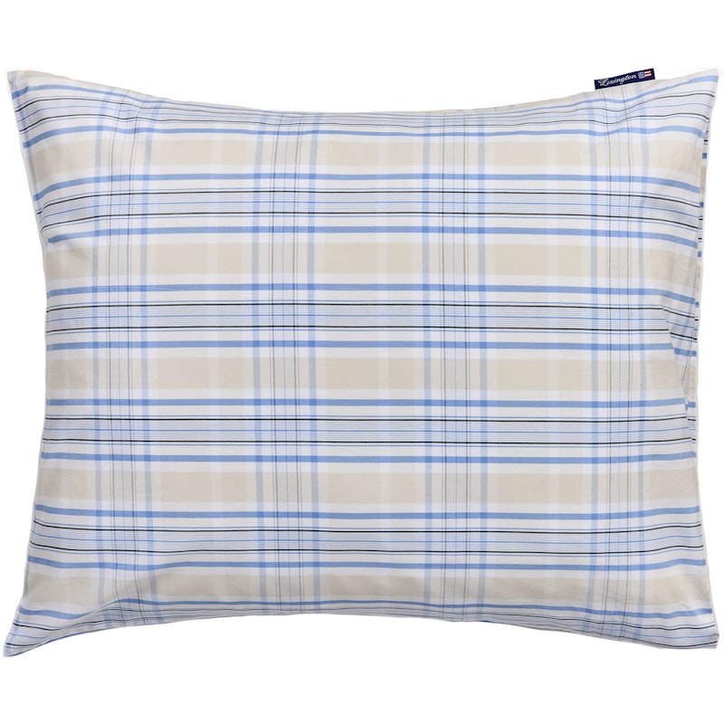 Checked Poplin Örngott 50x60 cm, Beige/Blå