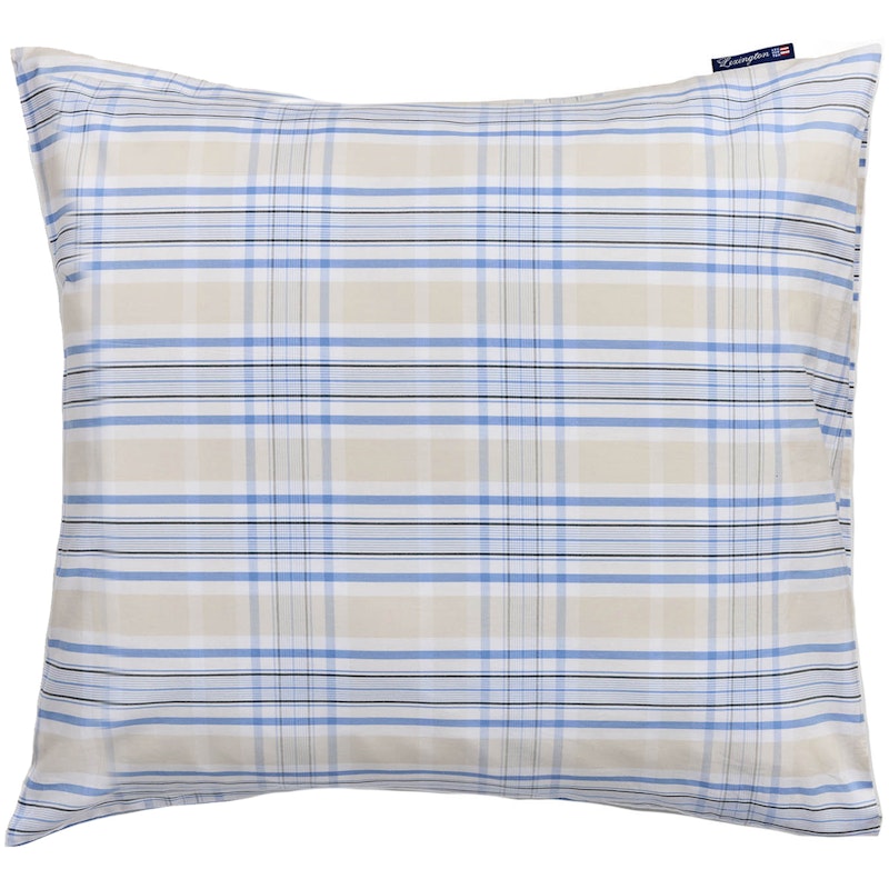 Checked Poplin Örngott 65x65 cm, Beige/Blå