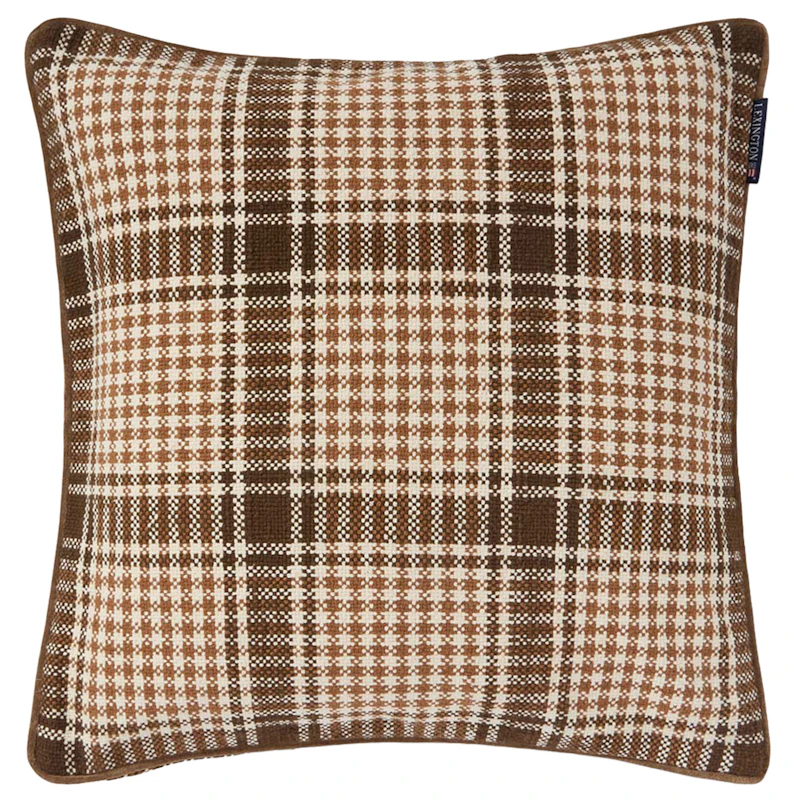 Checked Kuddfodral 50x50 cm, Brun / Fudge / Ljusbeige